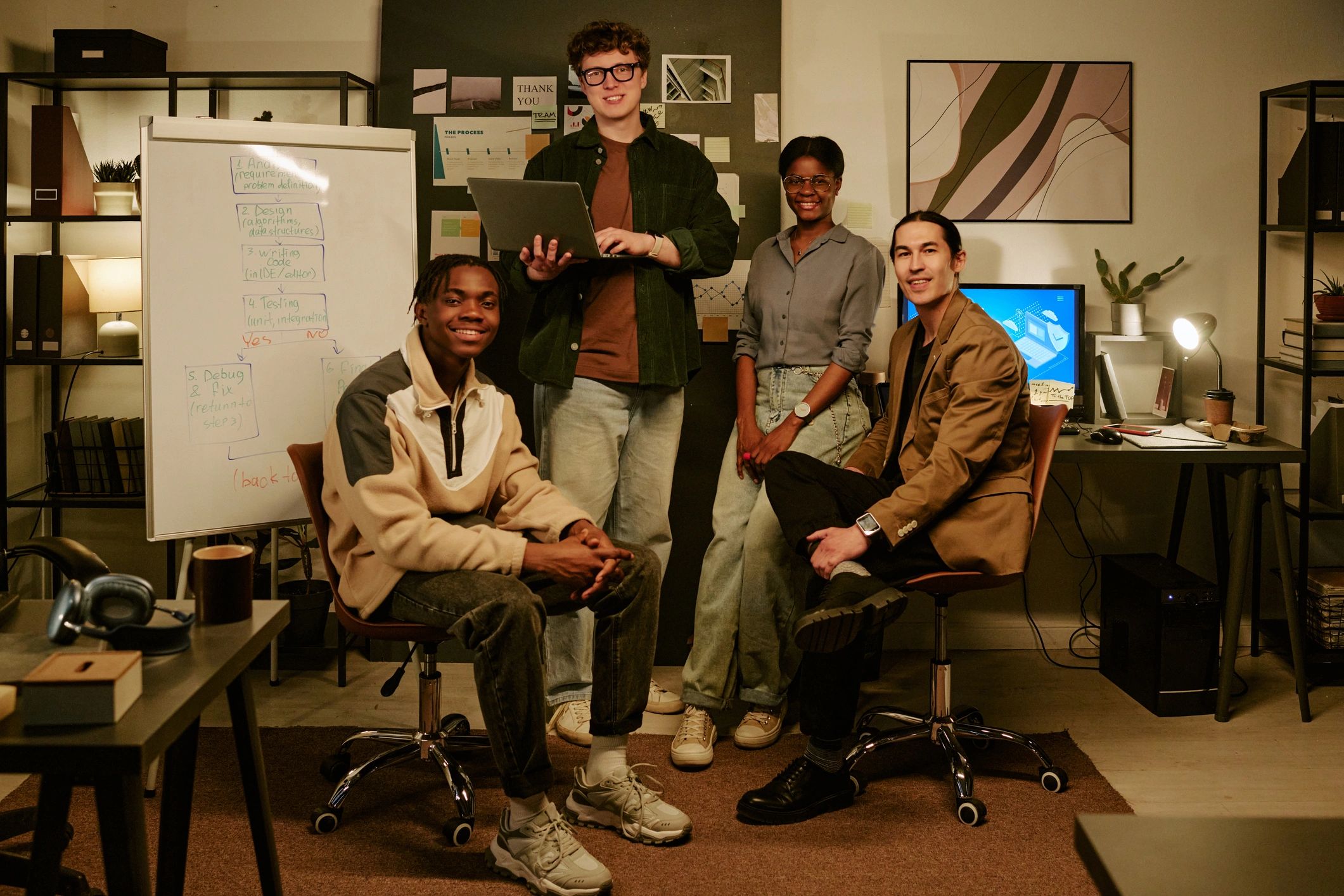 Multilingual knowledge process outsourcing team in an office